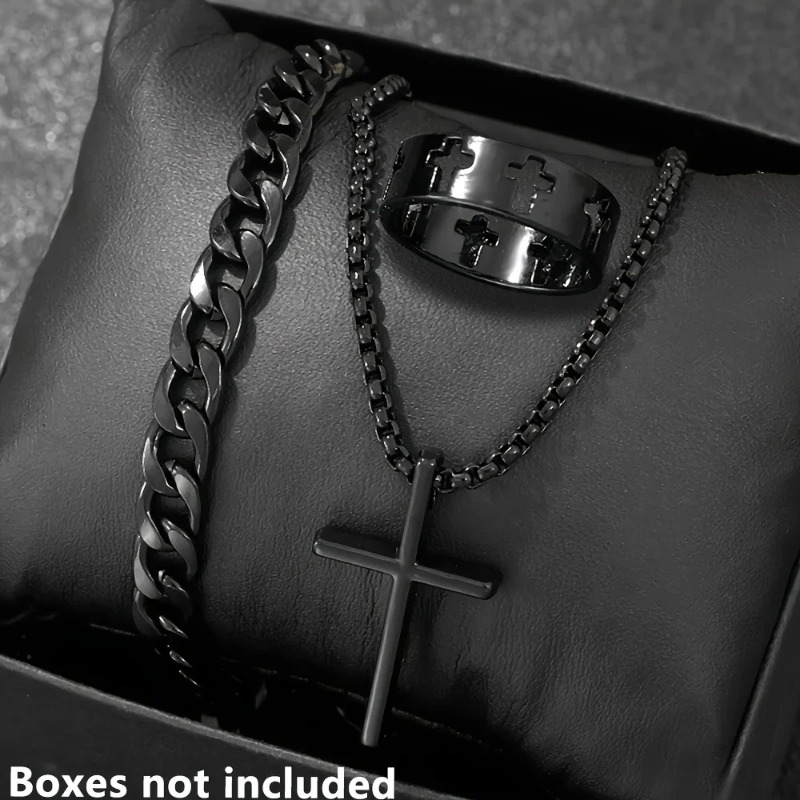 Men Accessories Ring And Bracelet - Набор аксессуаров в стиле кросс-стиль: браслет,