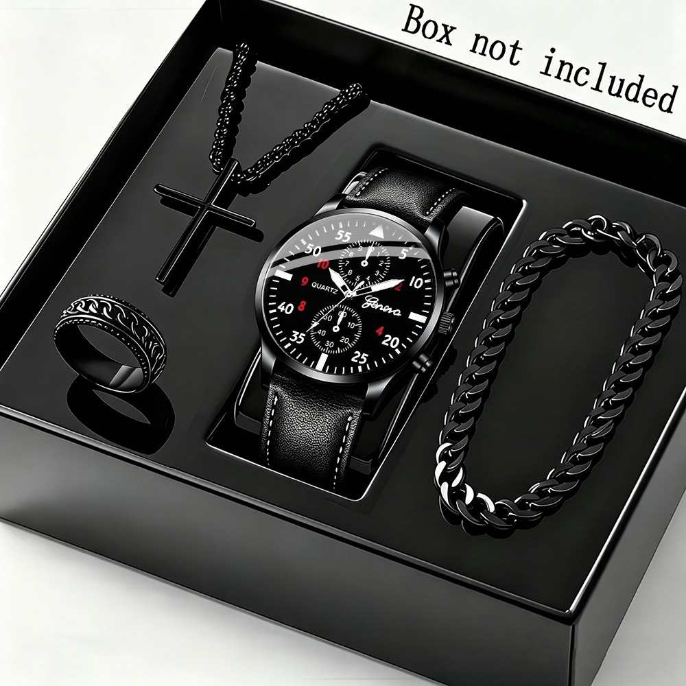 Men Accessories Ring And Bracelet - Элегантный набор из 4 предметов: мужские