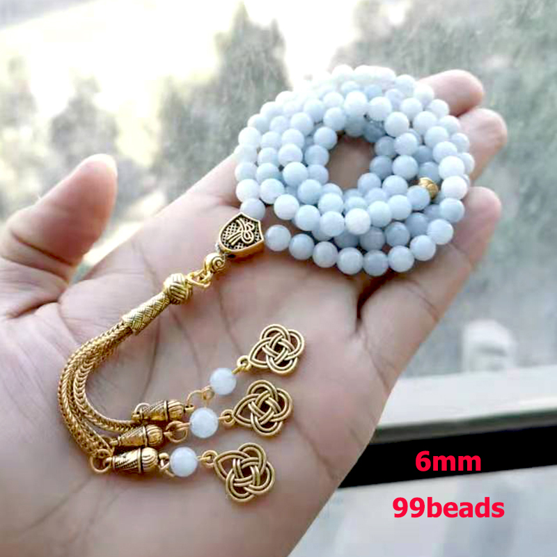 Men Accessories Hk - Натуральные аквамарины Tasbih, мусульманский браслет, турецкие