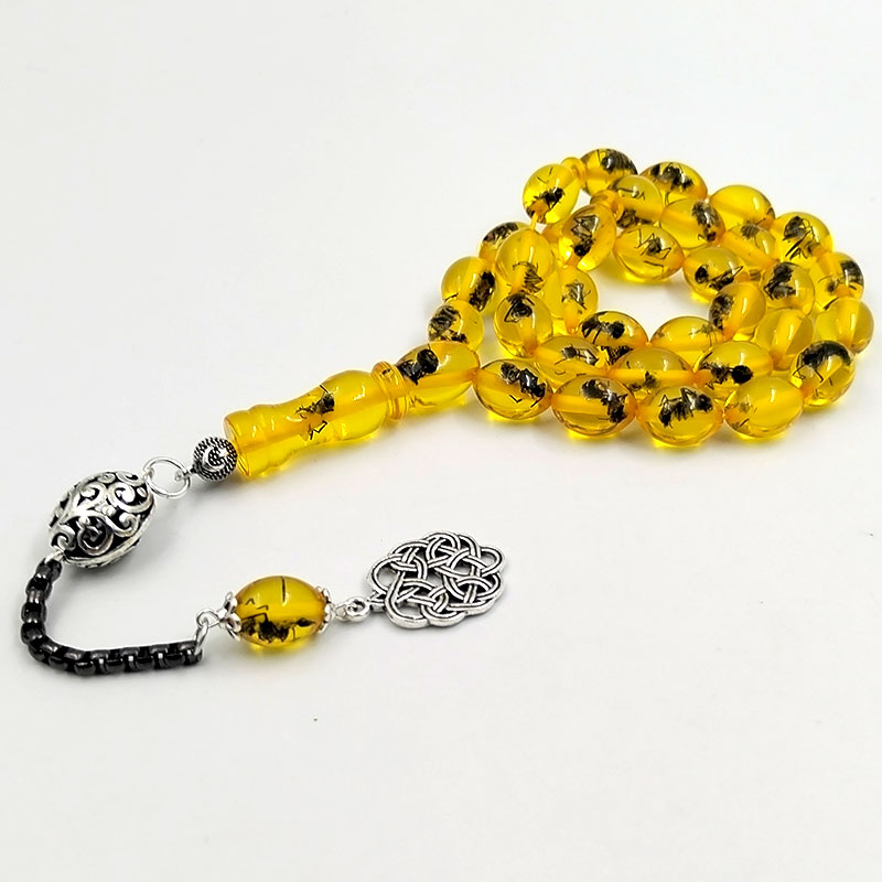 Men Accessories Hk - Tasbih мужчины Желтая смола Настоящая насекомое