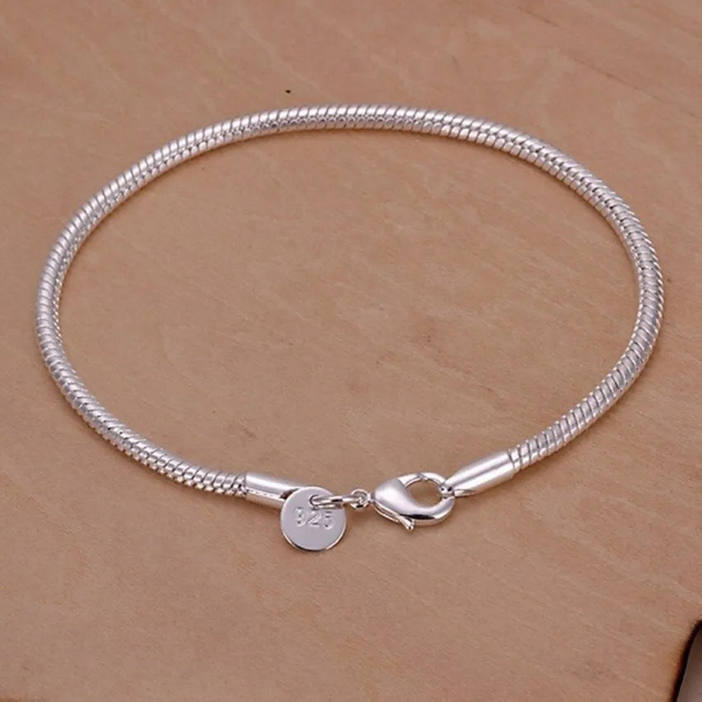 Men Accessories Chain And Bracelet - Серебро 925 пробы 3 мм змея
